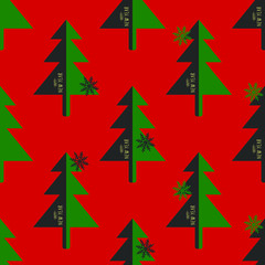 Seamless New Year's pattern of fir trees and snowflakes. Vector stock illustration eps10