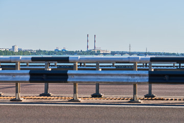 Traffic barrier on bridge highway road.