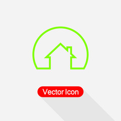 Eco House Real Estate Icon, House In Circle Icon Vector Illustration Eps10