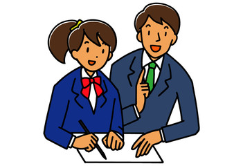 個別指導の男性講師と女子生徒