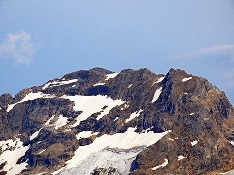 Alpine peak Reissend Nollen in the Gadmertal valley and in the Uri Alps massif, Gadmen - Canton of Bern, Switzerland (Kanton Bern, Schweiz)