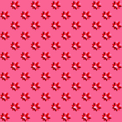 Red star shape flower with pink background repeat pattern