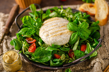 Grilled camembert with delicious salad