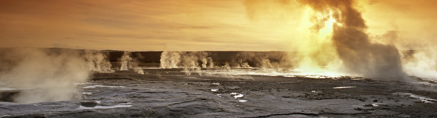 Geysers erupting in Yellowstone National Park