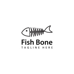 fish bone skeleton logo template design vector