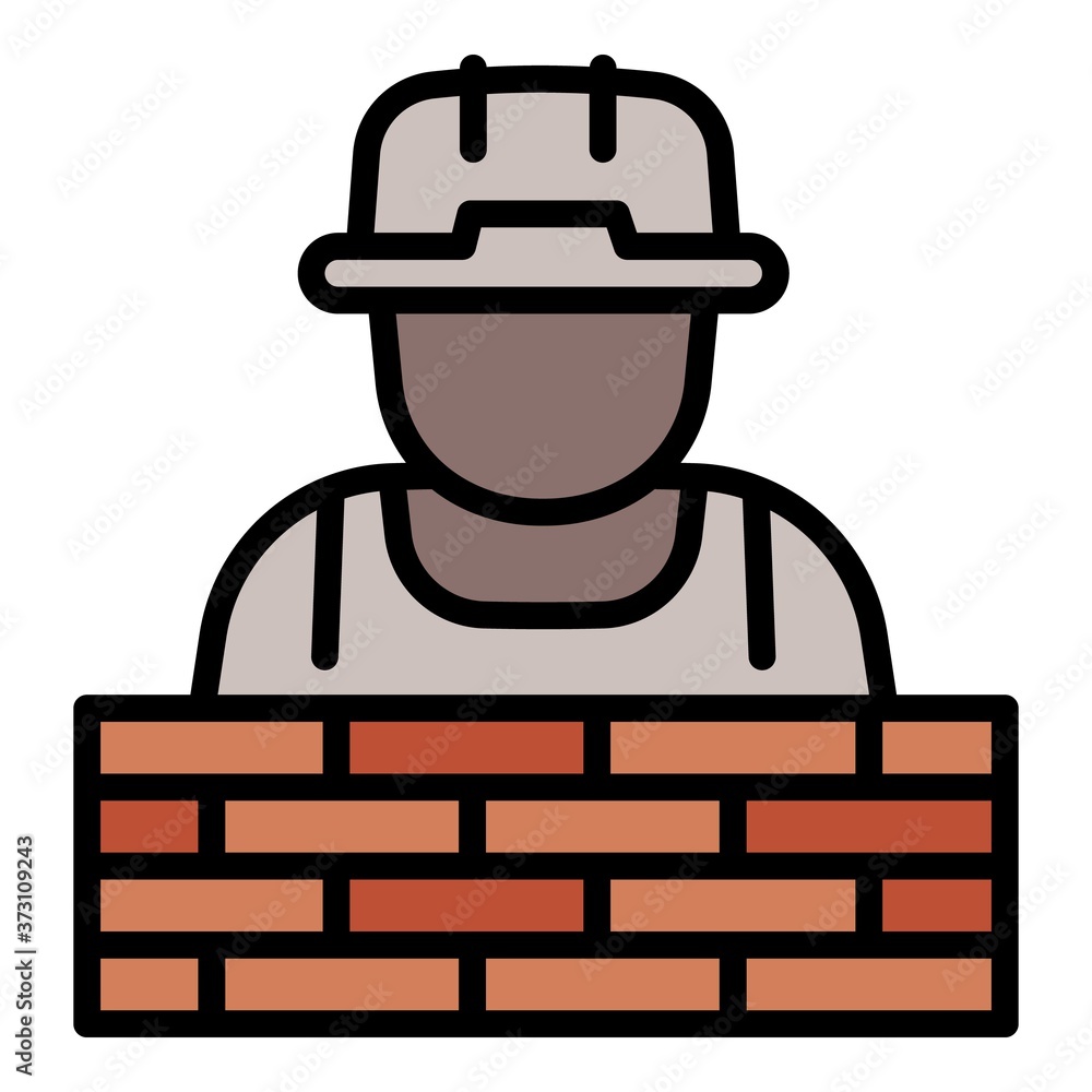 Poster masonry worker icon. outline masonry worker vector icon for web design isolated on white background