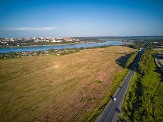 Road in the Russia fields