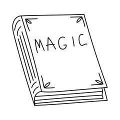 A DRAWN MAGIC BOOK ISOLATED ON A WHITE BACKGROUND