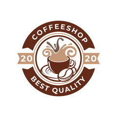Coffee Logo design vector illustration. Retro Vintage Coffee Logo vector design concept for cafe and restaurant emblem. Coffee Shop vector design for Logo, icon, label, badge, sign and symbol.