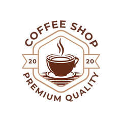 Coffee Logo design vector illustration. Retro Vintage Coffee Logo vector design concept for cafe and restaurant emblem. Coffee Shop vector design for Logo, icon, label, badge, sign and symbol.