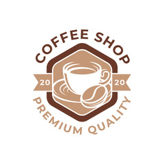 Coffee Logo design vector illustration. Retro Vintage Coffee Logo vector design concept for cafe and restaurant emblem. Coffee Shop vector design for Logo, icon, label, badge, sign and symbol.