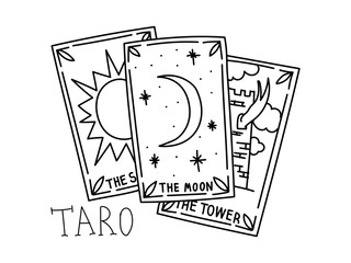 DRAWN TAROT CARDS ISOLATED ON A WHITE BACKGROUND