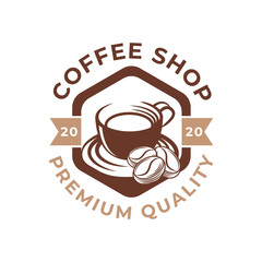 Coffee Logo design vector illustration. Retro Vintage Coffee Logo vector design concept for cafe and restaurant emblem. Coffee Shop vector design for Logo, icon, label, badge, sign and symbol.