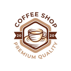 Coffee Logo design vector illustration. Retro Vintage Coffee Logo vector design concept for cafe and restaurant emblem. Coffee Shop vector design for Logo, icon, label, badge, sign and symbol.