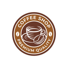 Coffee Logo design vector illustration. Retro Vintage Coffee Logo vector design concept for cafe and restaurant emblem. Coffee Shop vector design for Logo, icon, label, badge, sign and symbol.