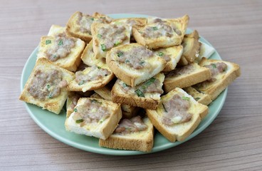 Delicious Thai Fried Bread with Pork Spread