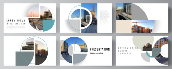 Vector layout of the presentation slides design business templates, multipurpose template for presentation brochure. Background with abstract circle round banners. Corporate business concept template