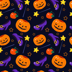 Color halloween pattern, seamless, decorative design, vector illustration