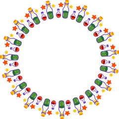 Colored round frame halloween, wreath, decorative design, vector illustration