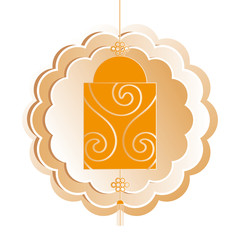 Lantern with gold flower of mid autumn harvest festival vector design