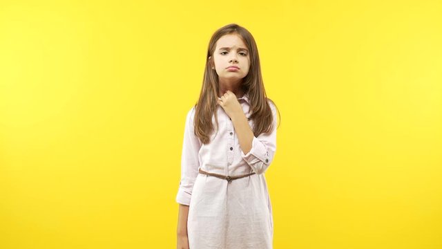 Funny little child girl coughing
