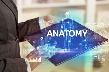 Electronic medical record with ANATOMY inscription, Medical technology concept