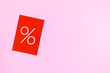 Percent on a pink background. The concept of discounts.Sale concept.