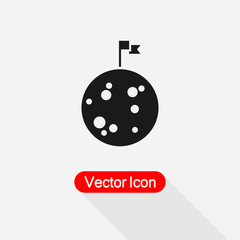 Moon With Flag Icon Vector Illustration Eps10