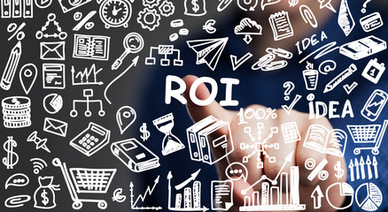 ROI Return on investment financial growth concept. Business, Technology, Internet and network concept.