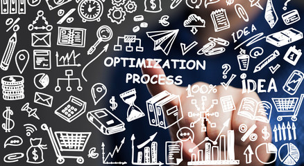 Optimization Software Technology Process System Business concept. Business, Technology, Internet and network concept.