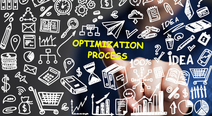 Optimization Software Technology Process System Business concept. Business, Technology, Internet and network concept.