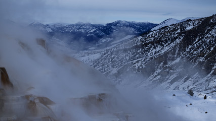 Fototapeta premium Mammoth Hot Spring in Yellowstone National Park Traveling in Wyoming