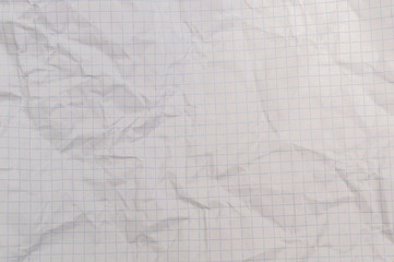 Background from crushed white squared paper page