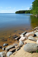 View on the lake in southern Finland summer, great place for fishing, hiking, boating, and other sports!