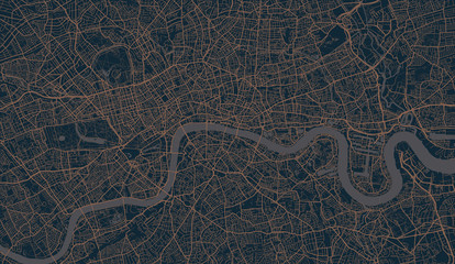 Detailed vector map of London, UK