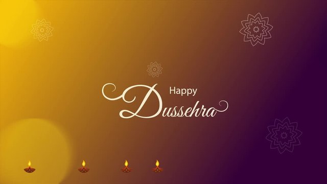 Indian festival Dussehra and Vijayadashmi greeting with golden bow and arrow with caption. Decorative egreeting motion graphic animated template.