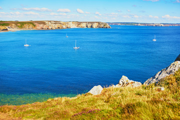 Fototapeta na wymiar Scenic view of Crozon peninsula, one of the most popular tourist destinations in Brittany, France