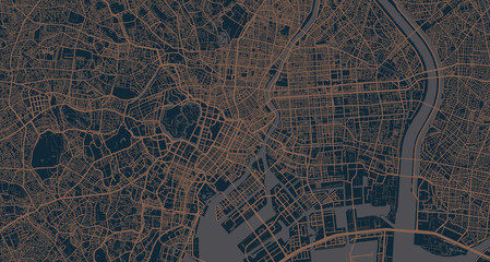Detailed vector map of Tokyo, Japan