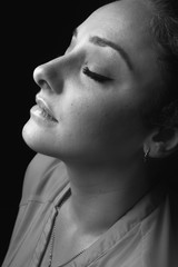 Portrait of beautiful women in monochrome side view