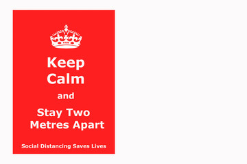 keep clam and stay two metres apart Social Distancing Saves lives illustration