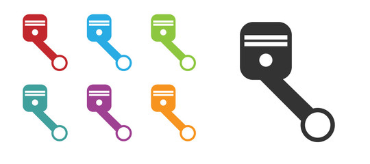 Black Engine piston icon isolated on white background. Car engine piston sign. Set icons colorful. Vector Illustration.