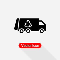 Recycle Truck Icon, Garbage Truck Icon Vector Illustration Eps10