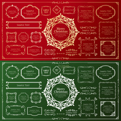 クリスマスのフレームセット、リースのデザイン、オーナメントや装飾デザイン。