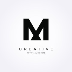 Black color of M letter logo. Initial logo concept vector.