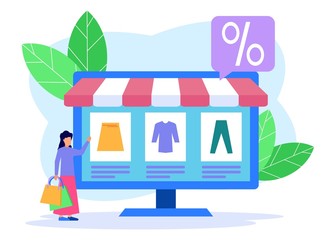 Illustration vector graphic cartoon character of shopping