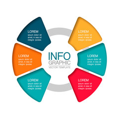 Vector infographic template, circle with 6 steps or options. Data presentation, business concept design for web, brochure, diagram.