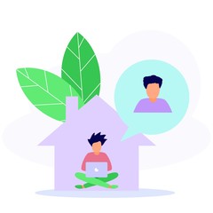 Illustration vector graphic cartoon character of long distance communication