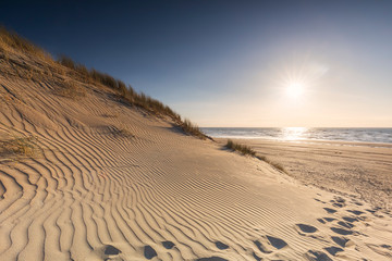 beautiful golden beach at sunset