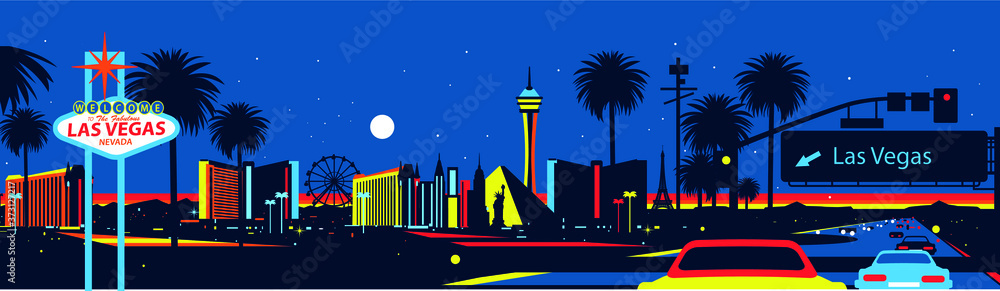 Wall mural Las Vegas Nevada skyline by night