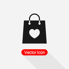 Shopping Bag With Heart Icon Vector Illustration Eps10